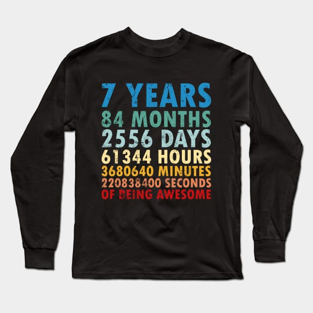 7th Birthday Countdown 7 years of being Awesome / Seven Birthday / 7 Years Old / Girls and Boys / Vintage Retro Style gifts ideas Long Sleeve T-Shirt by johnii1422
